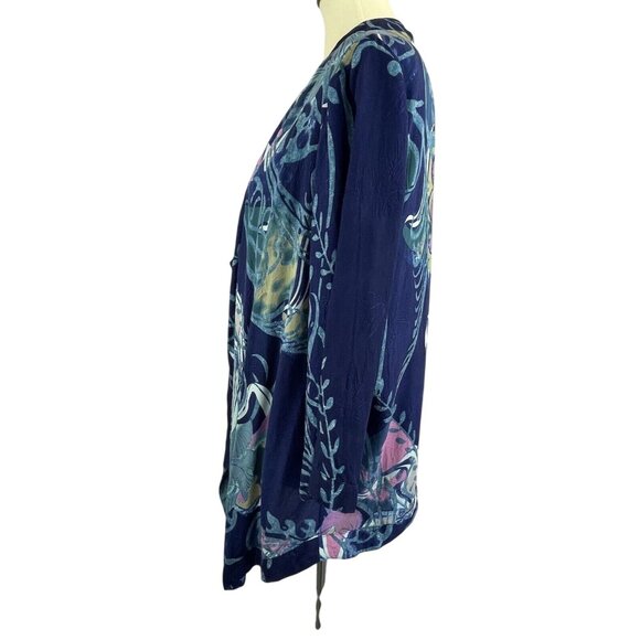 Citron Santa Monica Silk Open Front Kimono Women's Small Jacket Cardigan - Picture 2 of 9